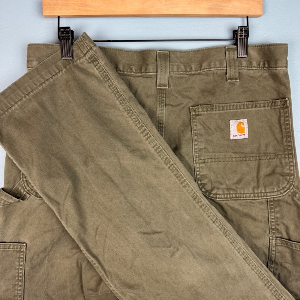 Carhartt Men's 34x33 Green Relaxed Straight Twill Carpenter Pants Workwear B324
